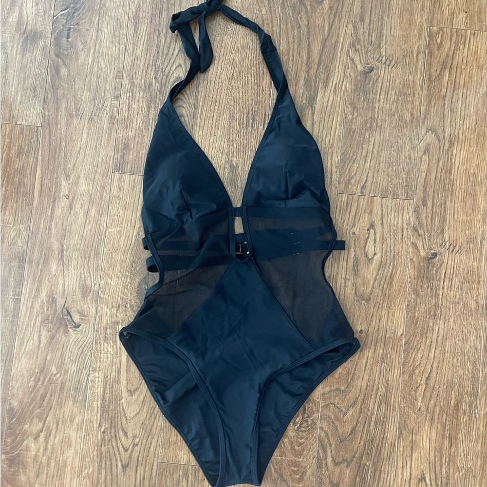 Cupshe 1 piece black/mesh sexy swimsuit. Size medium - Picture 1 of 3